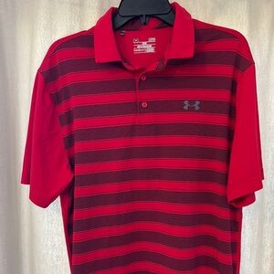 Under Armour Red and Black Performance Polo Shirt Heat Gear L